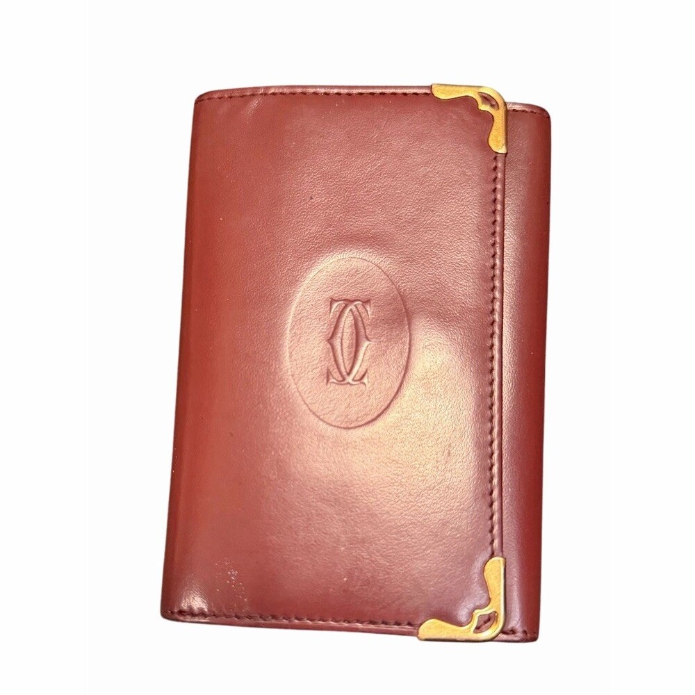 Vintage Cartier Must de Cartier 6-Key Key Holder Case Bordeaux Red Gold Tone